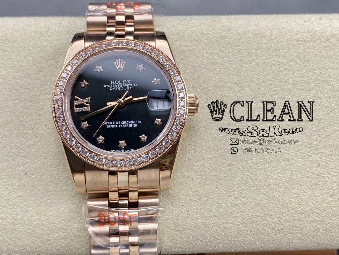 10a515e11495b980758415f579e78b39 ROLEX LADY-DATEJUST BLACK DIAL 31MM - Image 1