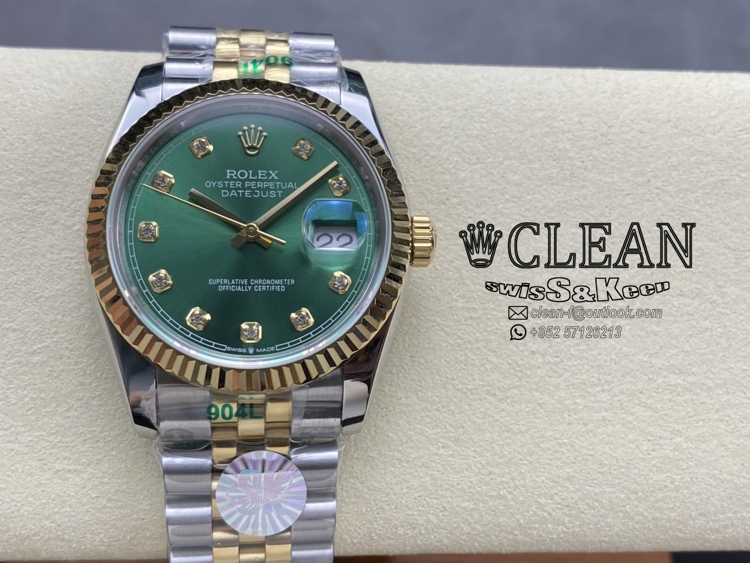 13e9433086c958bbc305f0f37542d8c2 ROLEX DATEJUST GREEN DIAL 36MM - Image 1