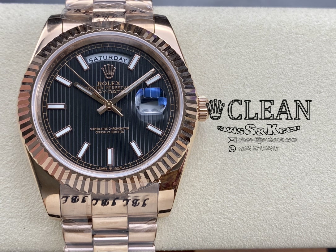 1512f0375724e2c5d319a1d566cec5b1 ROLEX DAY-DATE BLACK DIAL 40MM - Image 1