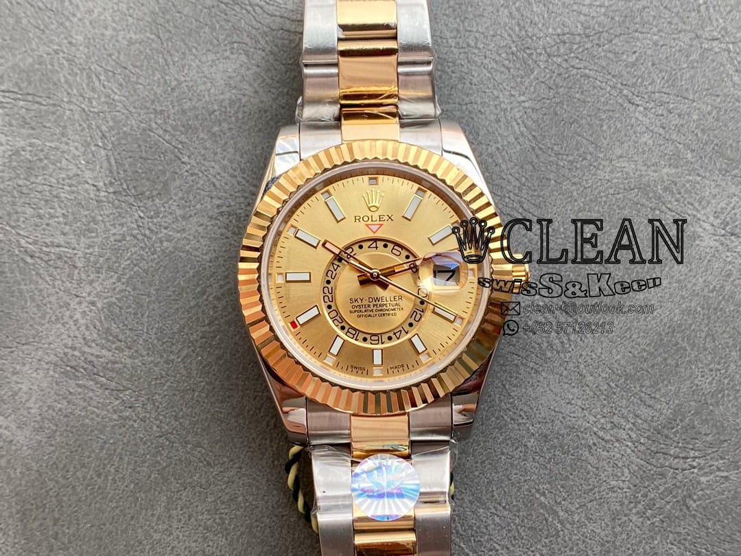 591d219ab6a87ce58fd0176e2c89fa31 ROLEX SKY-DWELLER GOLD DIAL 42MM - Image 1