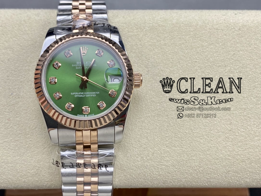 6447da7a2888cf559e28231de4200e25 ROLEX LADY-DATEJUST GREEN DIAL 31MM - Image 1