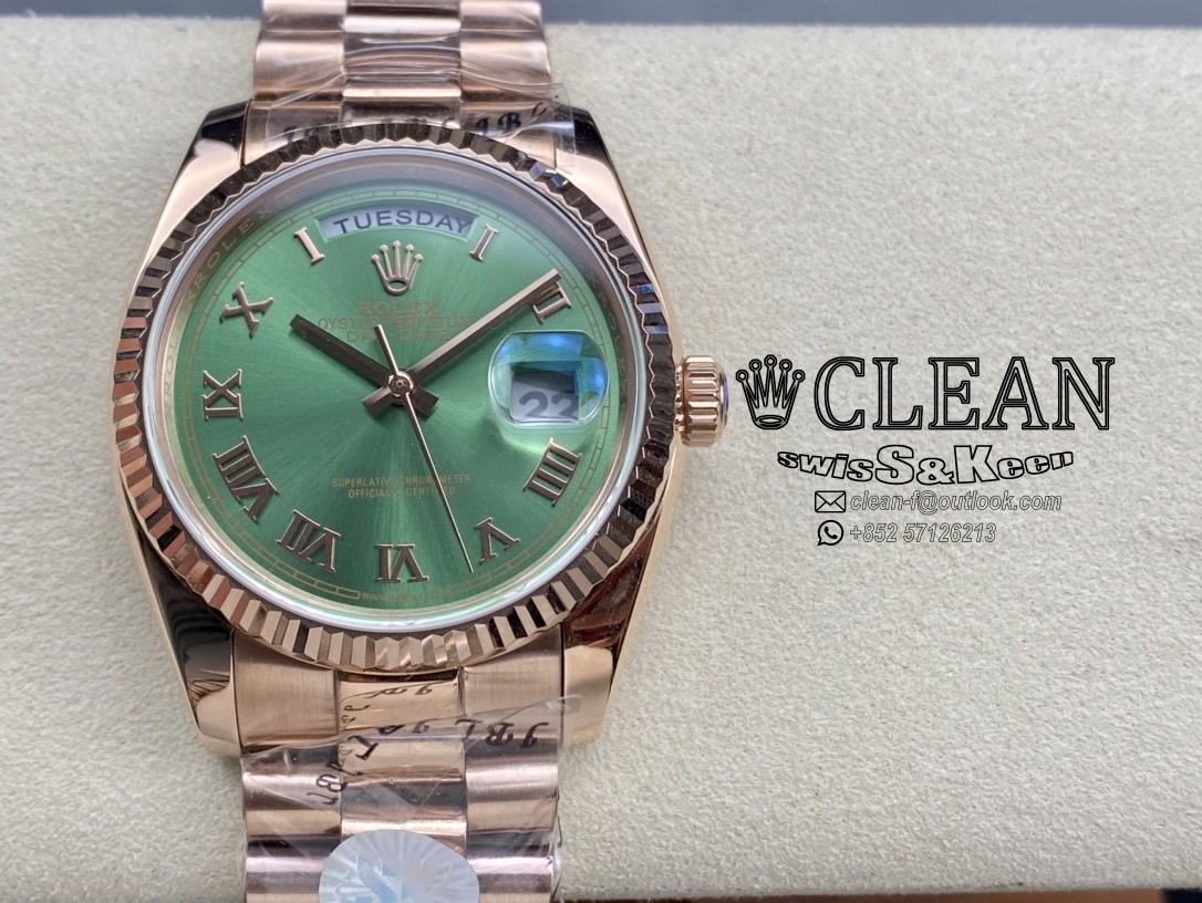 6743948f16e79fee140b771716f83a05 ROLEX DAY-DATE GREEN DIAL 36MM - Image 1