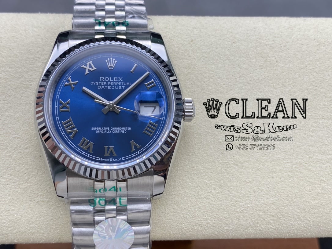 909acd11e96f3e4007bbab4c32042edb ROLEX DATEJUST BLUE DIAL 36MM - Image 1