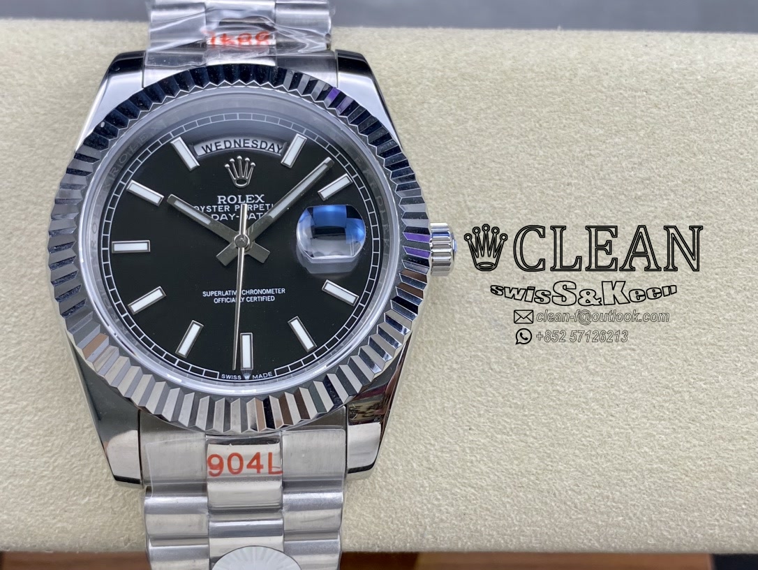 a28e464d40a5b7a0199e4571db9bc9ed ROLEX DAY-DATE BLACK DIAL 40MM - Image 1