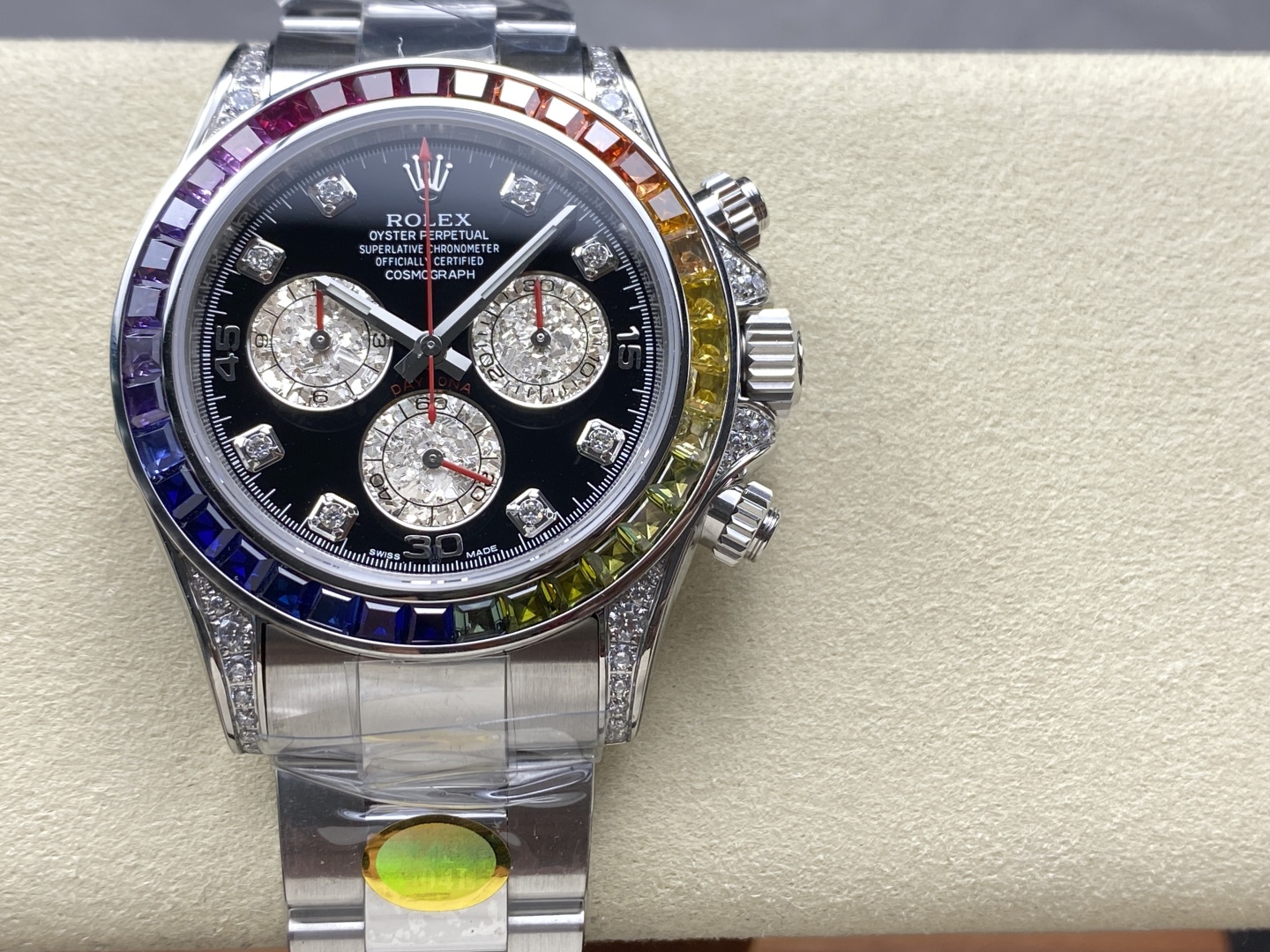 bca28bab3b04934e25a658ab1ef6a299 Rolex Cosmograph Daytona Reference 116595RBOW "Rainbow Daytona" (Gem-Set Rainbow Bezel)Silver 116599 - Image 1