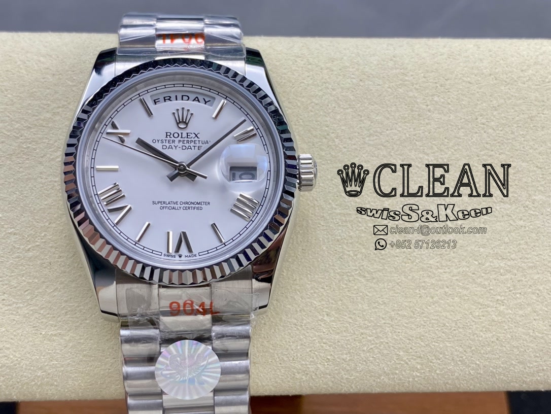 dfa4d5b3b8dea1c0b17a10ff4886ad79 ROLEX DAY-DATE WHITE DIAL 36MM - Image 1