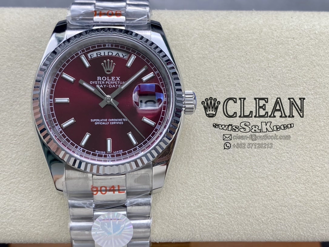 e856e4e09978baba0934e3acce34ac34 ROLEX DAY-DATE RED DIAL 36MM - Image 1