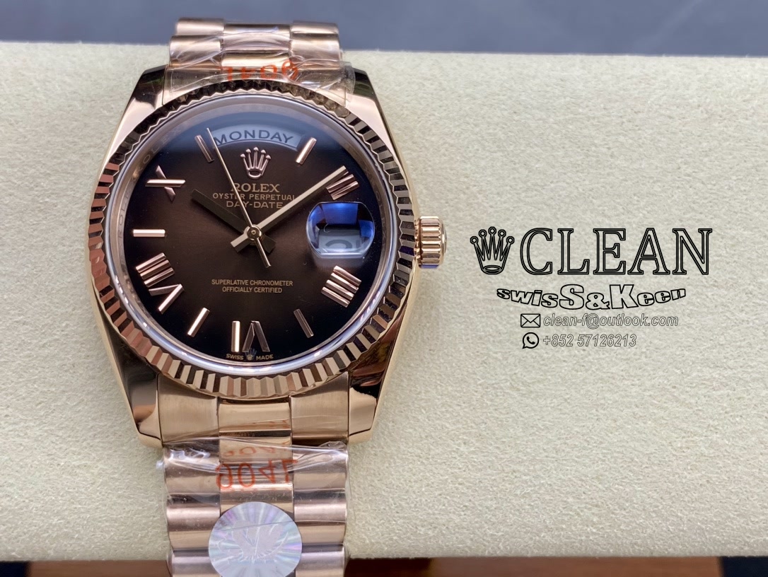 eb19aa1fcea8d5a8ec73ae43278e8cd0 ROLEX DAY-DATE BROWN DIAL 36MM - Image 1